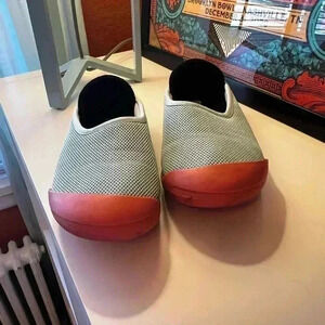 Mahabis Summer Women's Gray Orange Mesh Slip on Comfort Slippers-Sz EU 37/US 7